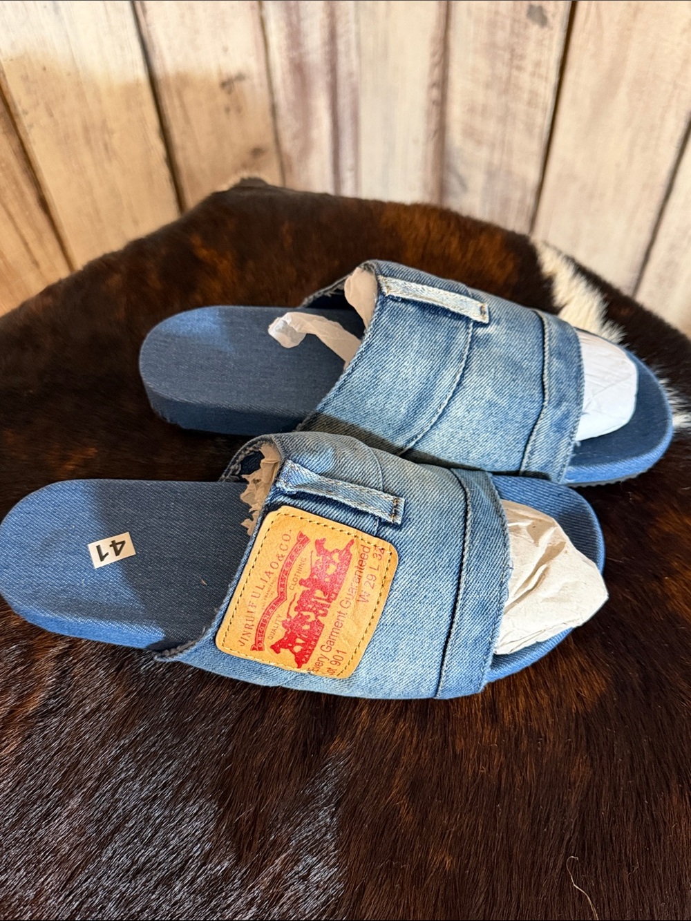 Levi's Denim Blue Slide Sandals